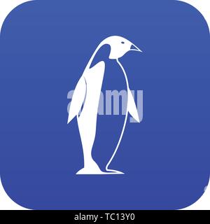 Pinguino reale icona blu digitale Illustrazione Vettoriale