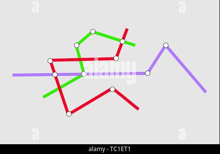 La metropolitana mappa.eps vettoriali 10 su sfondo bianco Illustrazione Vettoriale