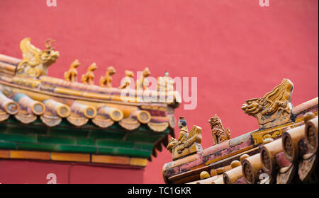 Pechino Città Proibita parete rossa Foto Stock