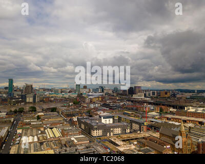 Vista aerea del centro città skyline di Birmingham, Regno Unito Foto Stock