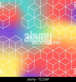 Abstract colore sfondo esagonale. Cubi di bianco su sfondo colorato. Illustrazione Vettoriale Illustrazione Vettoriale