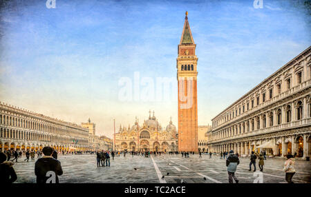 Piazza San Marco, Venezia, Italia. Alta risoluzione panorama. Foto Stock