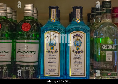 Close up Liqour bottiglie a Amsterdam Paesi Bassi 2019 Foto Stock