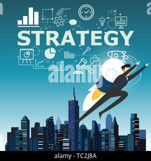 Imprenditore supereroe battenti fast per la concezione di business. Illustrazione Vettoriale