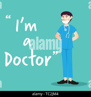 Carattere medico con maschera di salute Illustrazione Vettoriale