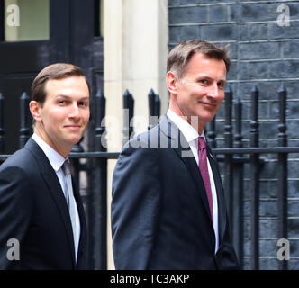 Jared Kushner e Jeremy Hunt, Stati Uniti d'America visita presidenziale per il Regno Unito, Downing Street, Londra, Regno Unito, 04 giugno 2019, Foto di R Foto Stock