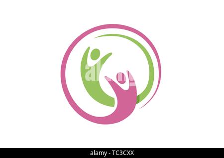 Disegno grafico colorato di simbolo di disegno di abbratto della coppia di logo Illustrazione Vettoriale