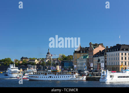 Skeppsbron da Strömkajen a Stoccolma, Svezia Foto Stock