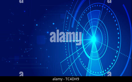 Rete globale di dati di grandi dimensioni, la tecnologia dei computer sfondo blu scuro, concetto tecnico. Foto Stock