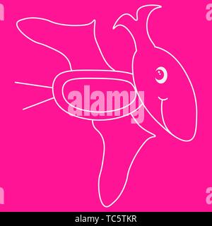 Contorno di dinosaurus pterodactyl. Isolato su sfondo rosa. Illustrazione Vettoriale. Illustrazione Vettoriale