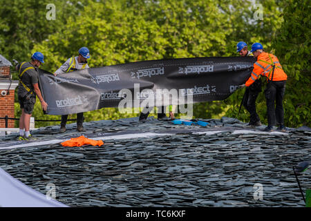 Londra, Regno Unito. 05 Giugno, 2019. Serpentine Pavilion 2019, progettato da Tokyo in base Junya Ishigami + Associates. Si apre il 21 giugno. Credito: Guy Bell/Alamy Live News Foto Stock