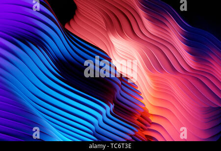 Gradiente astratti orditi forme design dello sfondo. 3D illustrazione Foto Stock