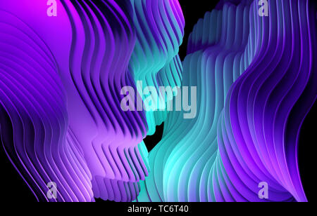 Ondulata forme astratte e linee di design dello sfondo. 3D'illustrazione. Foto Stock