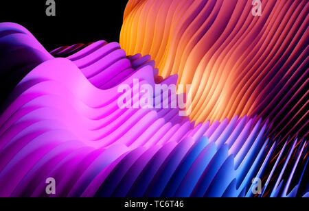 Ondulata forme astratte e formano lo sfondo. 3D'illustrazione. Foto Stock