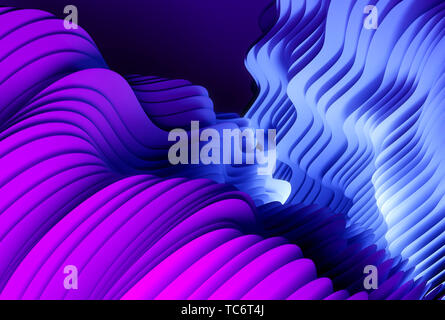 Abstract colorati linee ondulate e forme dello sfondo. 3D'illustrazione. Foto Stock