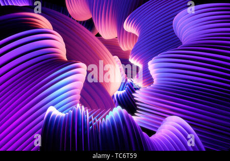 Gradiente di astratta linee incurvato dello sfondo. 3D illustrazione Foto Stock