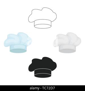 Lo Chef s icona Hat in cartoon,nero stile isolato su sfondo bianco. Cappelli simbolo illustrazione vettoriale. Illustrazione Vettoriale