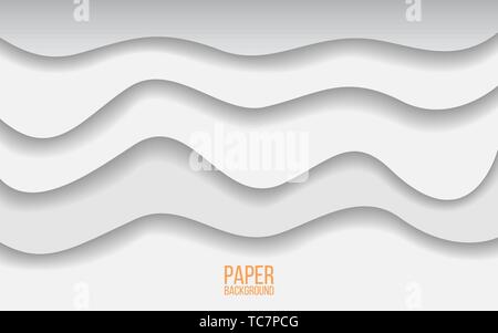 Abstract carta tagliata dello sfondo. Il grigio e il bianco delle onde. Livelli realistici. Design alla moda per il web o poster. Sfondo con forme semplici. Vettore Illustrazione Vettoriale