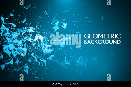 Abstract sfondo poligonale. Grafica geometrica sullo sfondo. Bassa triangolo poli sfondo scuro. Linee e punti nello spazio. Alla moda di illustrazione vettoriale Illustrazione Vettoriale