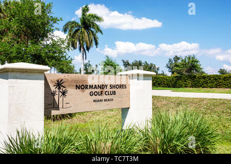 Miami Beach Florida, campo da golf pubblico Normandy Shores, cartello, ingresso, FL190331122 Foto Stock