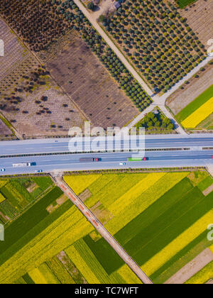 National Highway 108 attraverso Hanzhong olio di colza Foto Stock