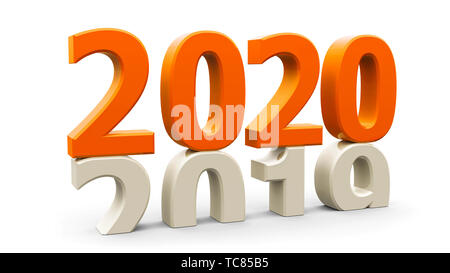 2019-2020 modifica rappresenta il nuovo anno 2020, tridimensionale, rendering 3D illustrazione Foto Stock