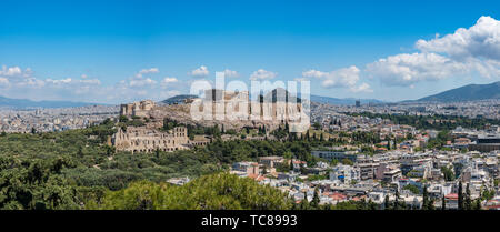 Panorama della città di Atene dal Colle Lycabettus Foto Stock