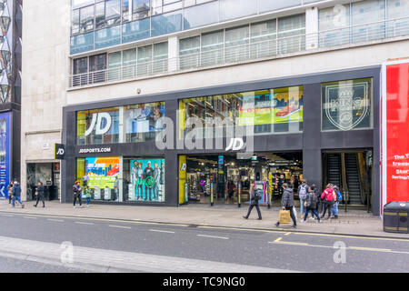 Ramo di JD Sports in Oxford Street, Londra. Foto Stock