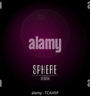 Sfera costituita da punti di bianco. Sfera illustrazione. Il design 3D. Concetto tecnologico. Illustrazione Vettoriale Illustrazione Vettoriale