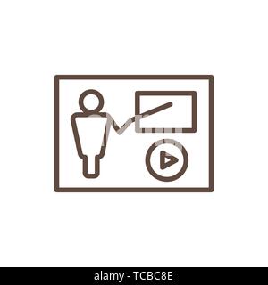 Video di insegnamento e di formazione - video informativo w icona pulsante video Illustrazione Vettoriale