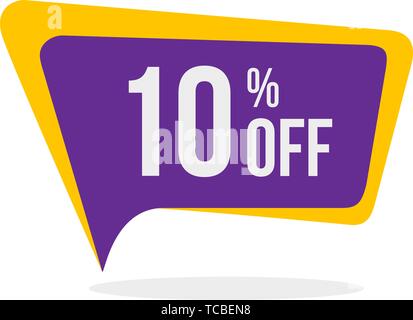 Stile moderno sconto vendita vettore Tag 10% Off Promozione Modello di badge. Appartamento Design etichetta. Illustrazione Vettoriale