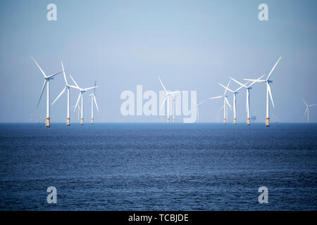 Burbo bank offshore wind farm Liverpool Bay Regno Unito Foto Stock