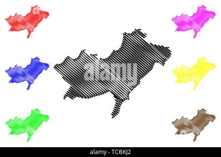 Oran provincia (province di Algeria, popoli Repubblica democratica di Algeria) mappa illustrazione vettoriale, scribble schizzo Oran mappa Illustrazione Vettoriale