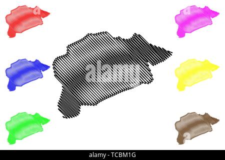 Guelma provincia (province di Algeria, popoli Repubblica democratica di Algeria) mappa illustrazione vettoriale, scribble schizzo Guelma mappa Illustrazione Vettoriale