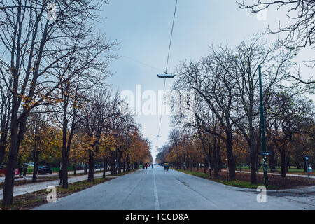 Una vista verso il basso Hauptallee nel parco del Prater di Vienna del 04/11/2018.Picture da Julie Edwards Foto Stock