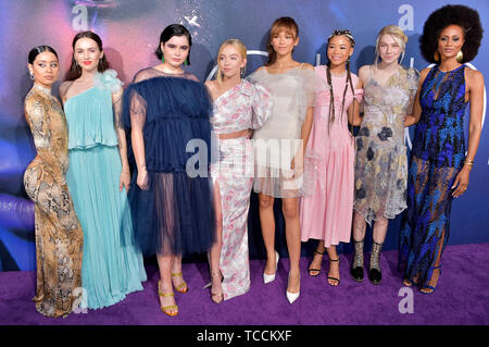 Alexa Demie, Maude Apatow, Barbie Ferreira, Sydney Sweeney, Zendaya, Storm Reid, cacciatore Schafer e Nika re frequentando il canale HBO SERIE TV "Euforia a Glossari Affini Dome in giugno 4, 2019 a Los Angeles, California Foto Stock