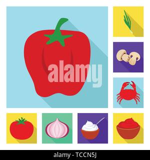 Il pepe,onion,fungo,crab,il pomodoro,crema,ketchup,rosso,verdura,champignon,frutti di mare,,vegetale,Sour Sauce,cucina,l'estate,forest,aquatic,foglie,buongustaio,vegane,agriturismo,pulito,claw,insalata,mantecato,picnic,freschi,gusto,prodotto organico,,cottura,cibo,sapori,seasonin,l'ingrediente,spezie,aroma,impostare,vettore,icona,immagine,isolato,raccolta,design,l'elemento,graphic,segno,appartamento,ombra vettori vettore , Illustrazione Vettoriale