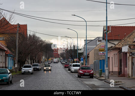 Pribinova street in Hlohovec, Slovacchia Foto Stock