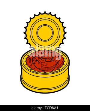 Pesce in scatola isolata. preservare piscine conserve di merci. Illustrazione Vettoriale Illustrazione Vettoriale