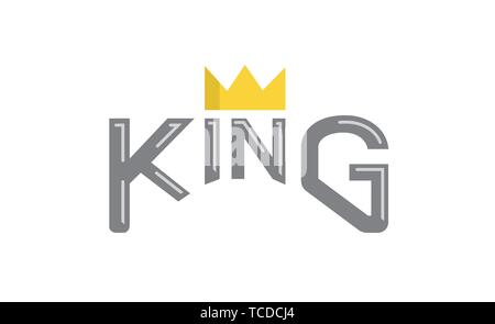 King Typography Gold Crown Text Logo Design Symbol icona Illustrazione Vettoriale