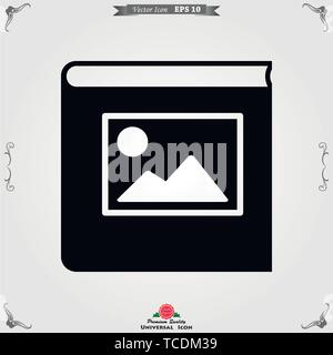 Album fotografico icona vettore su sfondo bianco illustrazione Illustrazione Vettoriale