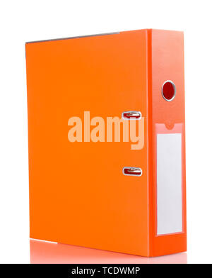 Ufficio cartella arancione isolato su bianco Foto Stock
