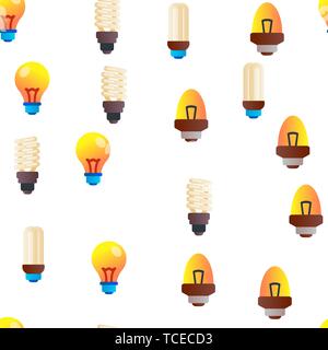 Lampadine della luce piatta e icone lineare vector pattern senza giunture Illustrazione Vettoriale