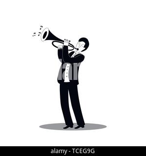 Tromba Jazz player. Jazz internazionale e giornata mondiale del Jazz festival. Illustrazione Vettoriale. Illustrazione Vettoriale