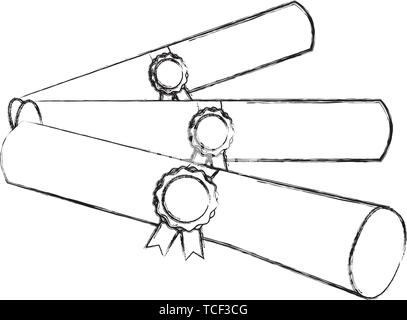 Diploma di maturità rotoli medaglie Illustrazione Vettoriale