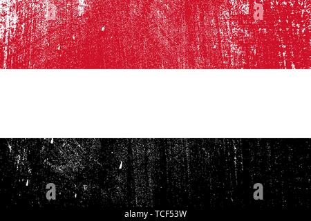 In stile grunge bandiera dello Yemen . Modello per la progettazione . Modello per la progettazione Illustrazione Vettoriale