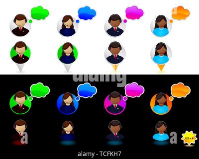 Supporto on-line set di icone Illustrazione Vettoriale