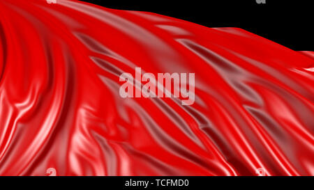 3D rendering di stoffa rossa. Il tessuto si sviluppa gradualmente nel  vento. Onde di vento diffondersi attraverso il tessuto Foto stock - Alamy