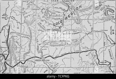 Mappa incisa della Pacific Railroad in tutta la BIH avvisatore acustico e Wind River Paese, dal libro "pacifico" turistici da Henry T. Williams, 1878. La cortesia Internet Archive. () Foto Stock