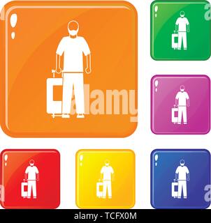 Uomo arabo set di icone a colori del vettore Illustrazione Vettoriale